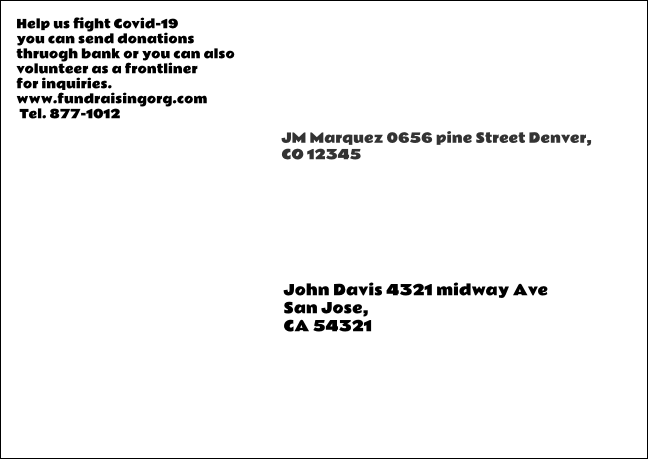 Fundraising Postcards Postcard Product Back