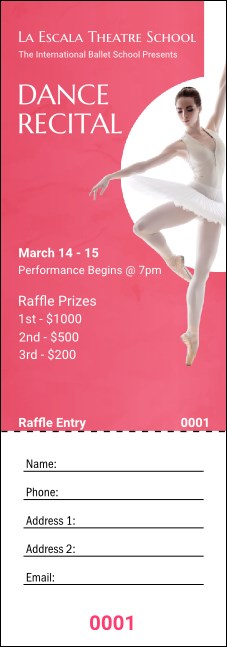Ballet Dance Recital Raffle Ticket
