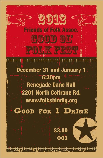 Woodcut Drink Ticket 2012 Product Front