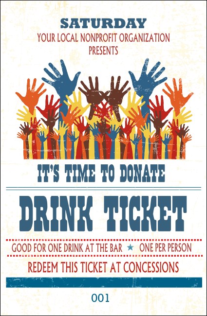Fundraising Hands Drink Ticket