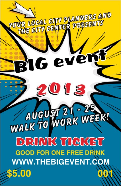 Retro Comic Book Drink Ticket