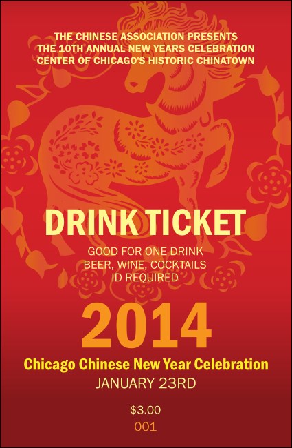 Chinese New Year 2014 Drink Ticket Product Front