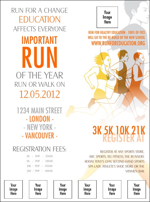 Run for a Cause Orange Logo Flyer Product Front