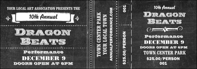 Retro Chalkboard Event Ticket Product Front