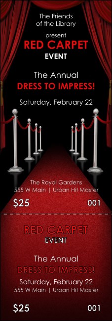 Red Carpet Event Ticket Product Front