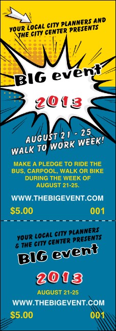 Retro Comic Book Event Ticket Product Front