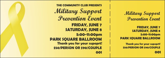 Yellow Ribbon Event Ticket Product Front
