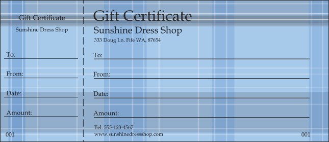 Plaid Gift Certificate Product Front