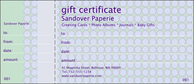 Polka Dots Gift Certificate Product Front
