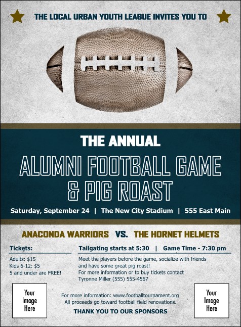 American Football Blue Invitation Product Front