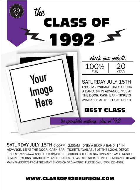 Class Reunion Mascot Purple Invitation Product Front