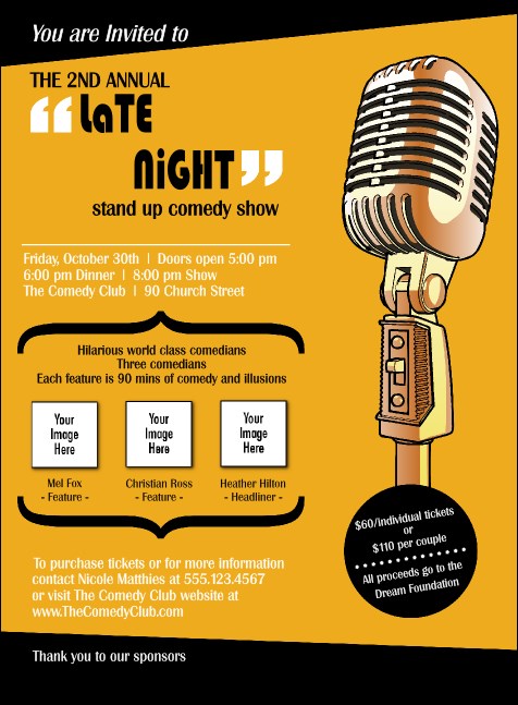 Comedy Retro Microphone Invitation Product Front