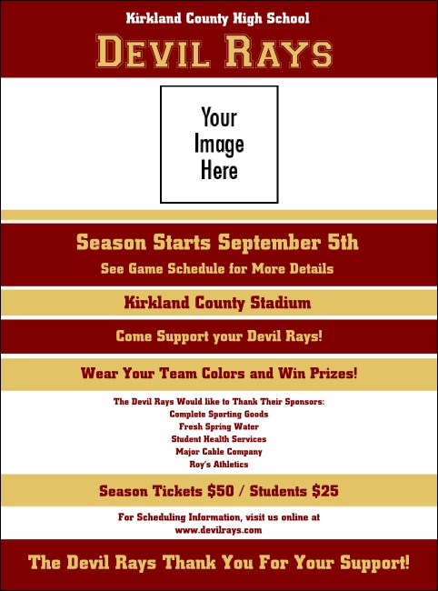 Sports Flyer 001 in Maroon and Gold Product Front