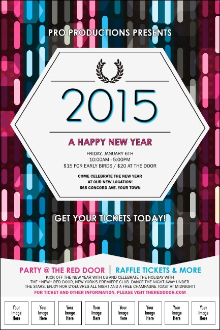 Year Neon Lights Logo Poster