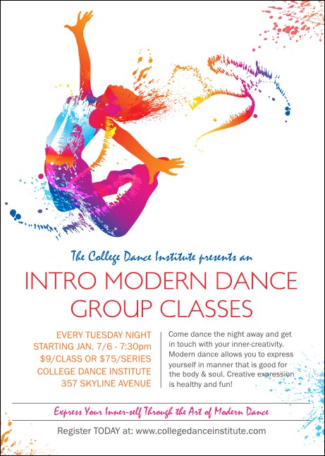 Modern Dance White Postcard Product Front