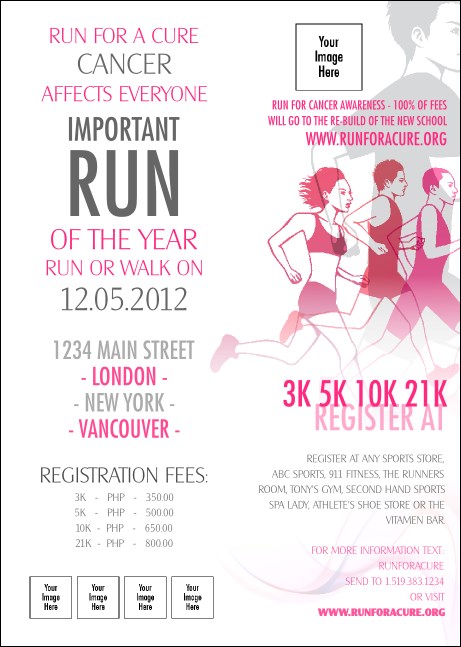 Run for a Cause Pink Postcard Product Front