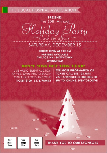 Paper Christmas Tree Red Postcard Product Front