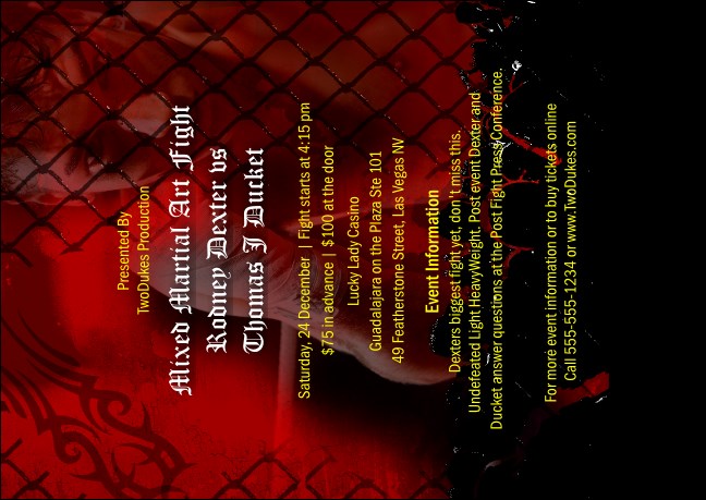 Mixed Martial Arts Postcard (Red) Product Front