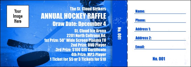 Hockey Fundraiser Raffle Ticket Product Front