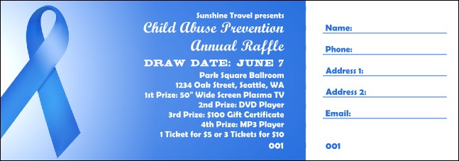 Blue Ribbon Raffle Ticket Product Front
