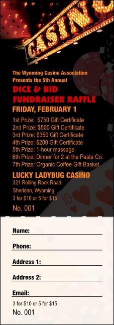 Casino Night Raffle Ticket Product Front