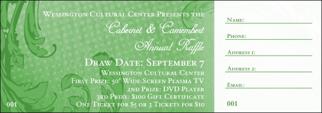 Year Classic Green Raffle Ticket Product Front