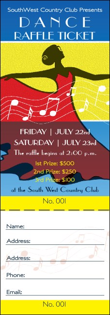 Dance Festival Raffle Ticket Product Front