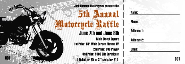 Motorcycle Raffle ticket Product Front