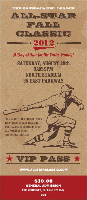 All-Star Retro Baseball VIP Pass Product Front