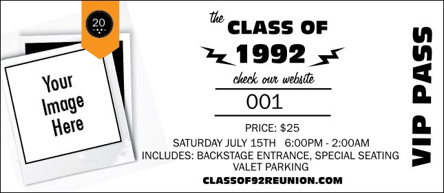 Class Reunion Mascot Orange VIP Pass Product Front