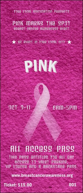 Breast Cancer Pink Ribbon VIP Pass Product Front