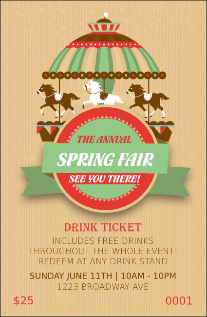 Merry Go Round Drink Ticket Product Front