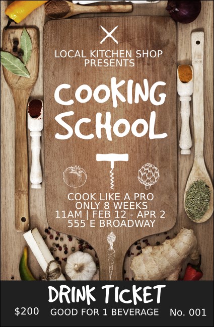 Cooking School Drink Ticket Product Front