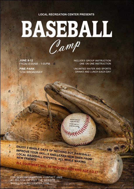 Baseball Camp Postcard Product Front