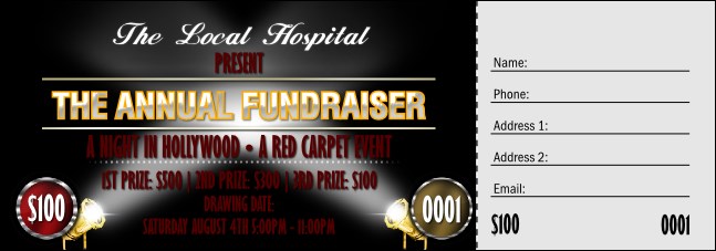Hollywood Lights Raffle Ticket Product Front