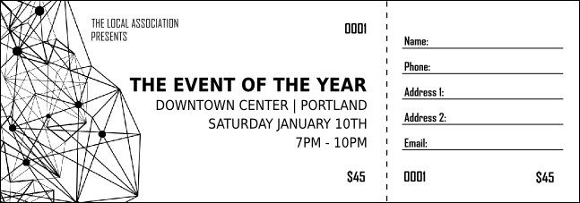 All Purpose Geometric Black and White Raffle Ticket Product Front