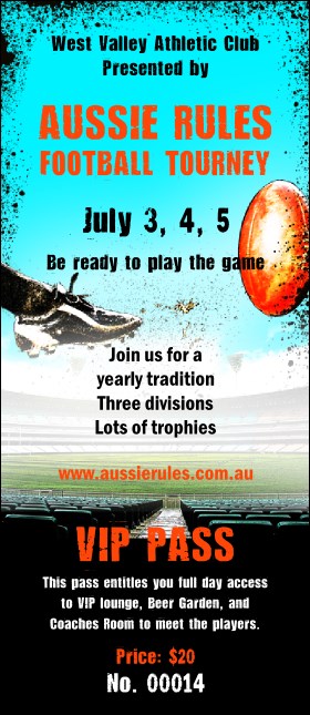 Australian Rules Football VIP Pass Product Front
