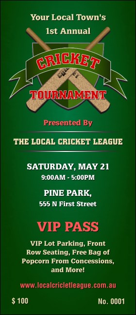 Cricket Tournament VIP Pass Product Front