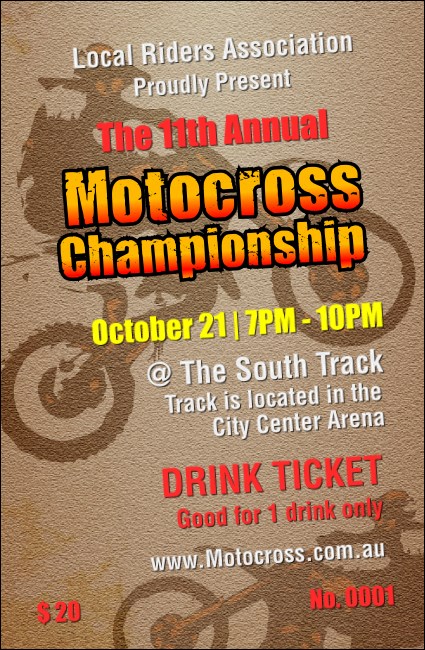 Motocross Drink Ticket Product Front