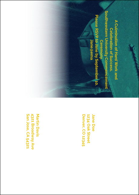 Graduation - Blue and Yellow Postcard Product Back