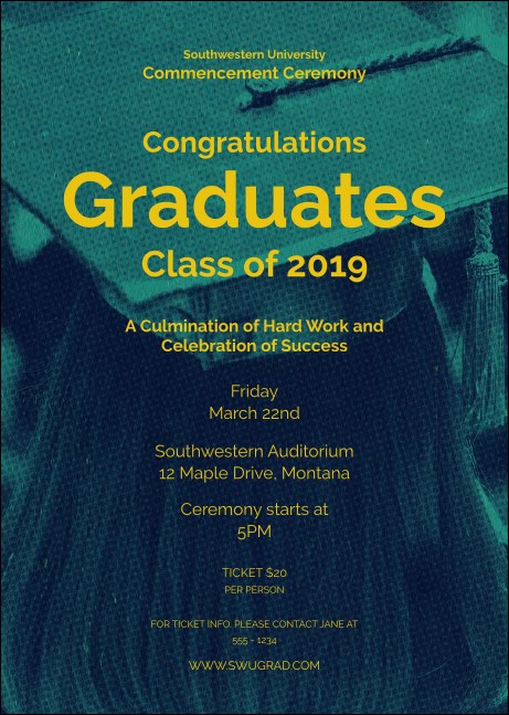 Graduation - Blue and Yellow Postcard Product Front